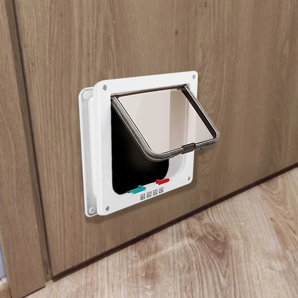 

Dog Cat Flap Door with 4 Way Locking Security Lock Flap Door for Dog Cats Kitten Small Pet Animals Switch Direction Door Gate