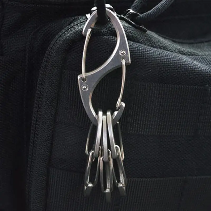 

5 шт. Элегантный мини Овальный 8 образный карабин с пружинной пряжкой черная стальная фиксируемая цепь для альпинизма тактическое кольцо ин...