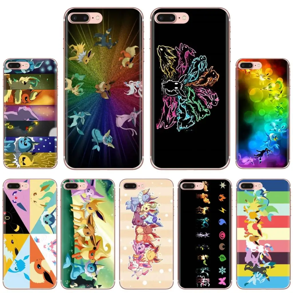 Прозрачные мягкие чехлы для Xiaomi mi Redmi Note 3 4 4X 5 6 7 8 8t 9 9s 9t 10 pro lite Rainbow Pokemon Eevee Evolution Art |
