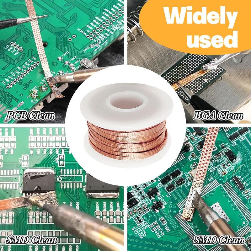 

2-4 мм лента для распайки оплетки, медный сварочный инструмент для удаления припоя, устройство для удаления печатных плат BGA, оловянный сварочный паяльный инструмент