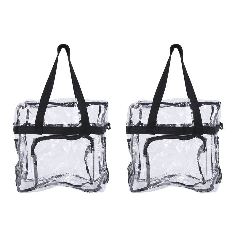 

2X прозрачная сумка-тоут, прозрачная сумка для безопасности стадиона, путешествий и спортзала, прозрачная сумка-тоут для спортивных игр и ко...
