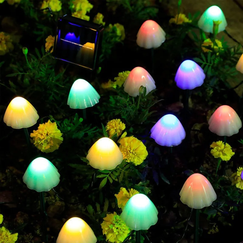 Solar Cute Mushroom Fairy Light Garlands Garden Lighting Decoration Christmas Outdoor Waterproof Lamp Solar Lawn Yard Patio Lamp