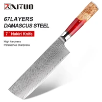 xituo damascus nakiri knife 7 inch sharp edge damascus steel chef knife ergonomic hander 67 layer forged blade kitchen knife