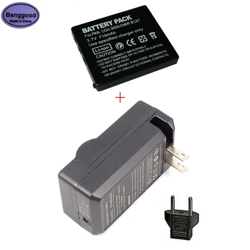 

3.7V 710mAh CGA-S004 CGA-S004E CGAS004 CGAS004E Camera Battery + AC Charger For Panasonic LUMIX DMC-FX7 DMC-FX2 FX2 FX7 DMW-BCB7
