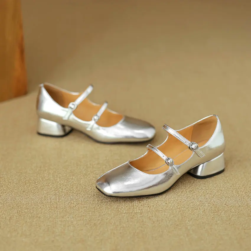 QUTAA/2024 г. Женские туфли-лодочки туфли из натуральной кожи на высоком квадратном