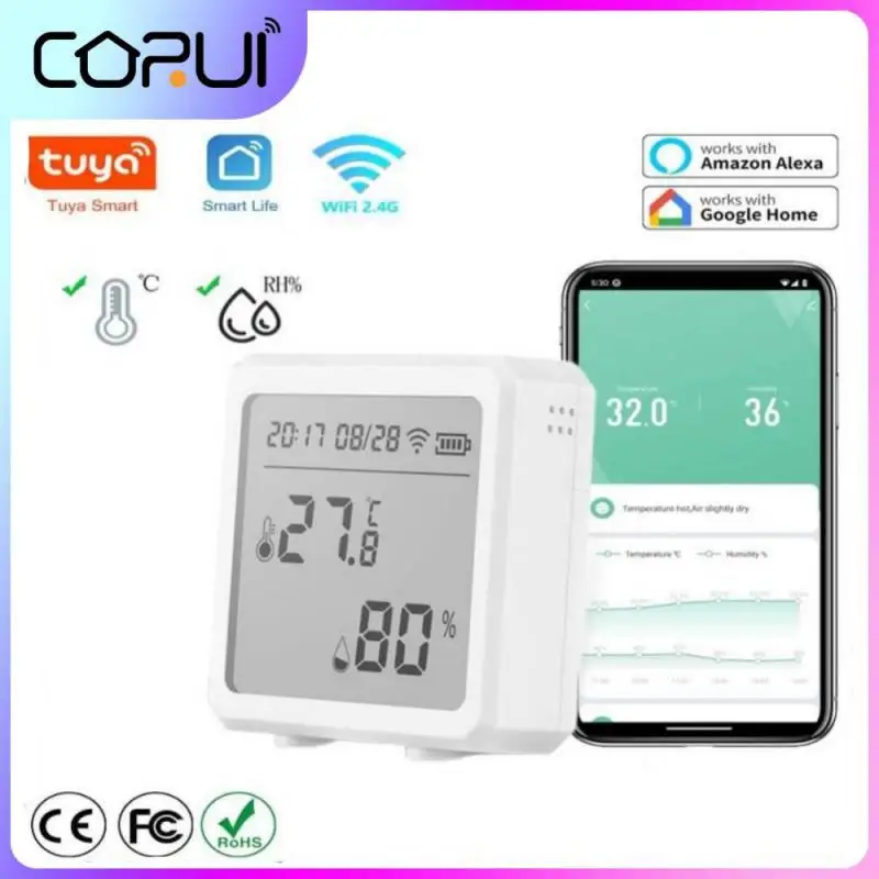 

CORUI Tuya Zigbee Wifi Temperature Humidity Sensor Indoor Hygrometer Thermometer Detector Smart Life Work With Alexa Google Home