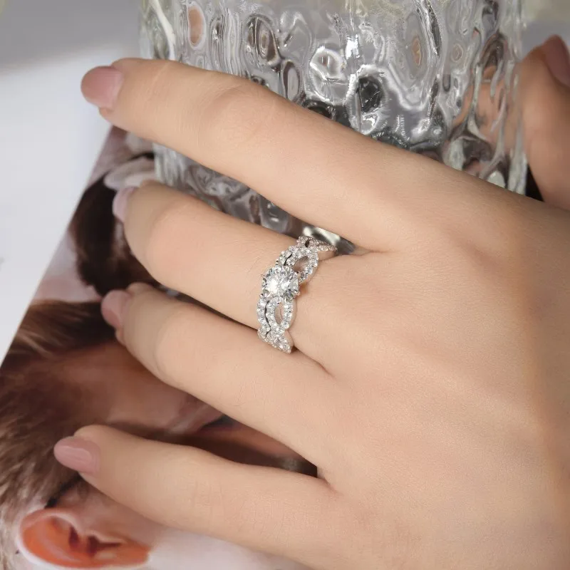 Следуйте за облаком 6 5 мм круглые обручальные кольца с муассанитом 1 карат для