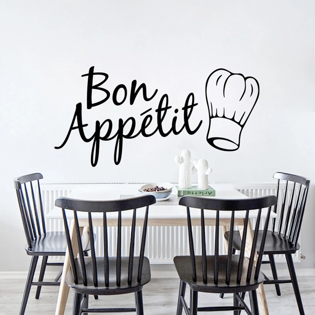 

Food Kitchen Room Decoration Kitchen Sticker Bon Appetit Wall Sticker PVC Removable Hat Decal Mural Home Decoration Art Sticker