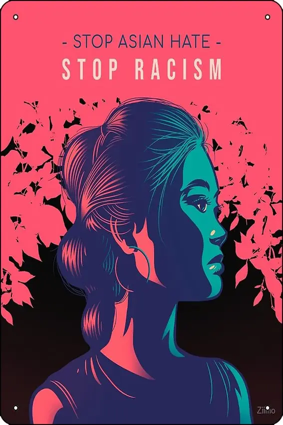 Стоп Азиатский hate Плакат Металлический Знак Декор-8x12 дюймов Бар Паб гараж