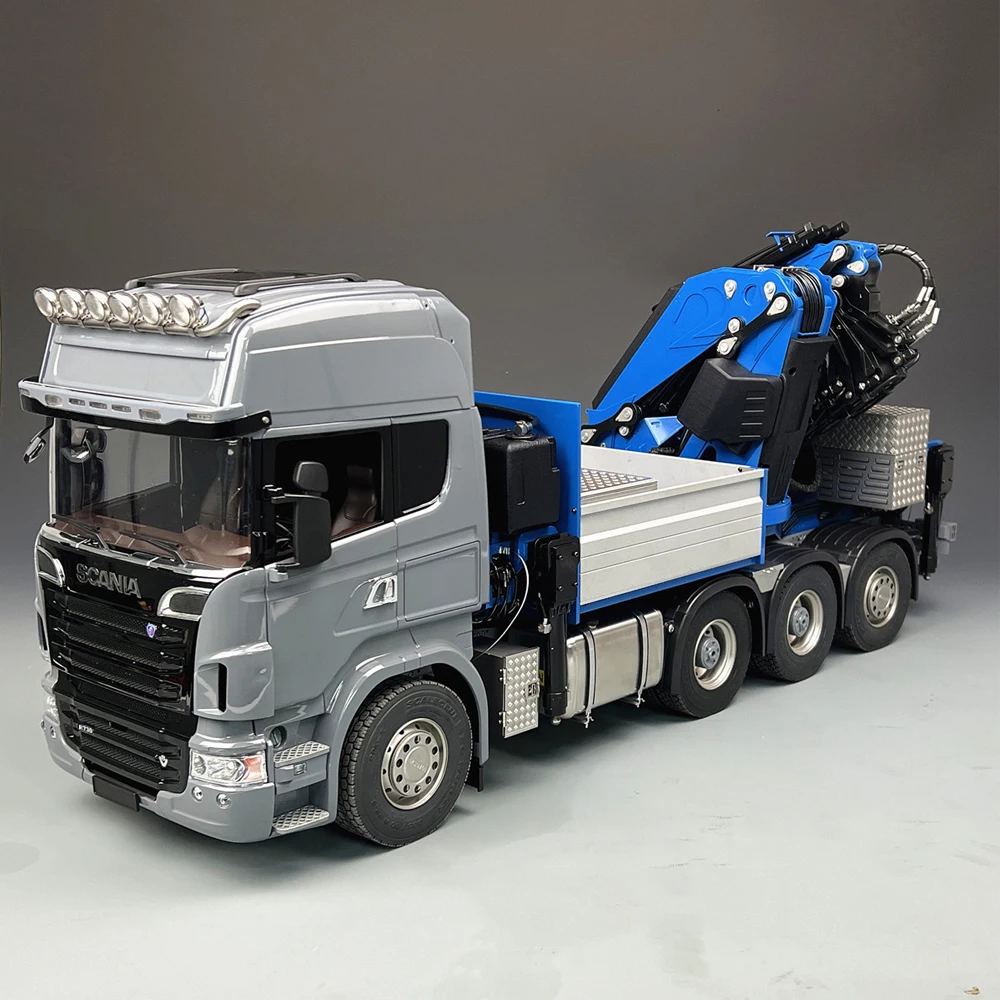 

RC Car 1/14 Remote Control Truck 8x8 Full Metal R730 Rear Wheel Follow-up Hydraulic Truck Crane Model Toys for Boys