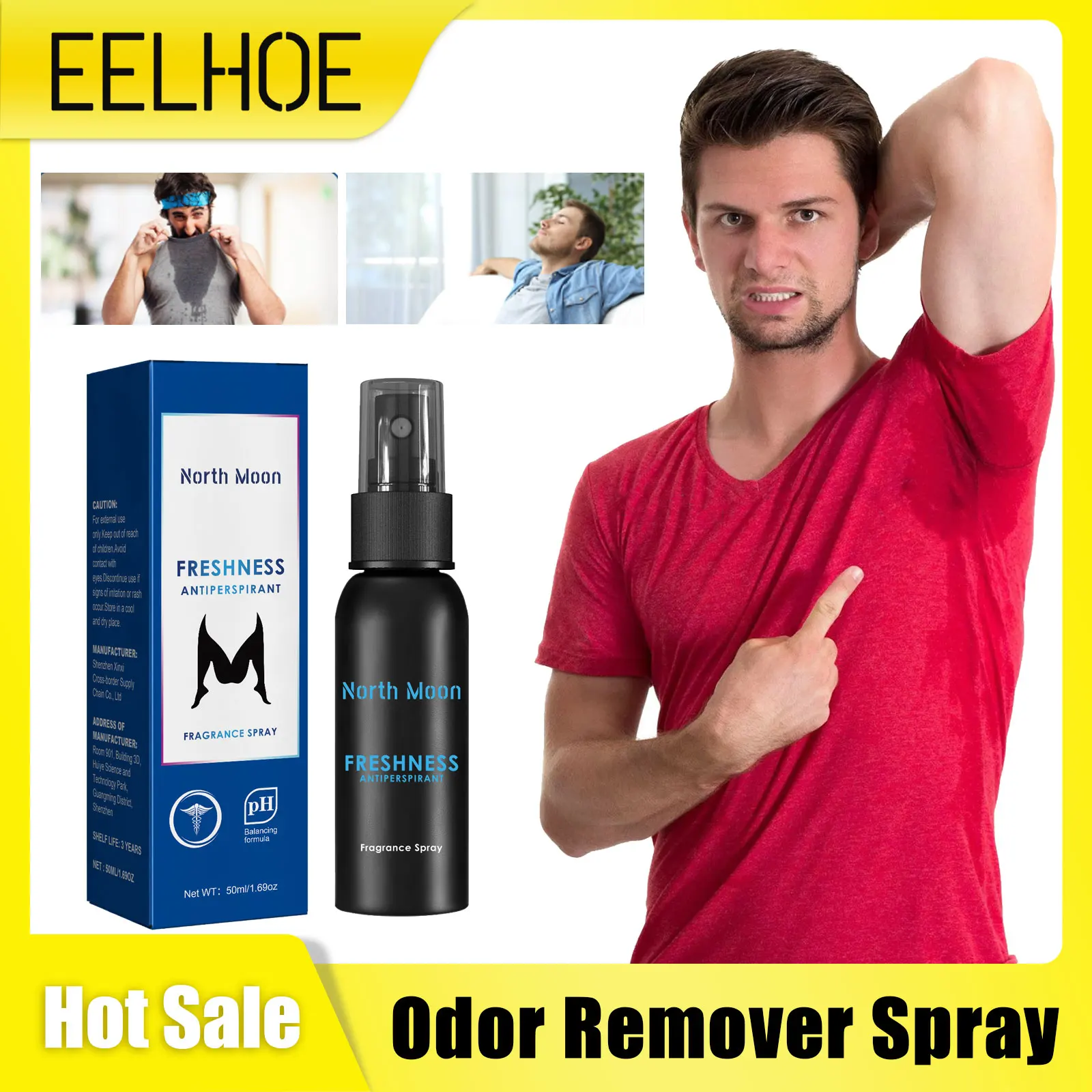 

Body Odor Remover Spray Eliminating Bad Smell Underarm Anti Sweat Refreshing Fragrance Men Deodorant Armpit Antiperspirant Spray