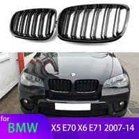 2Pcs Car Style Gloss Black Front Kidney Double Slat Grill Grille for BMW X5 E70 2007-2013  X6 E71 E72 2008-2014 Car Accessories