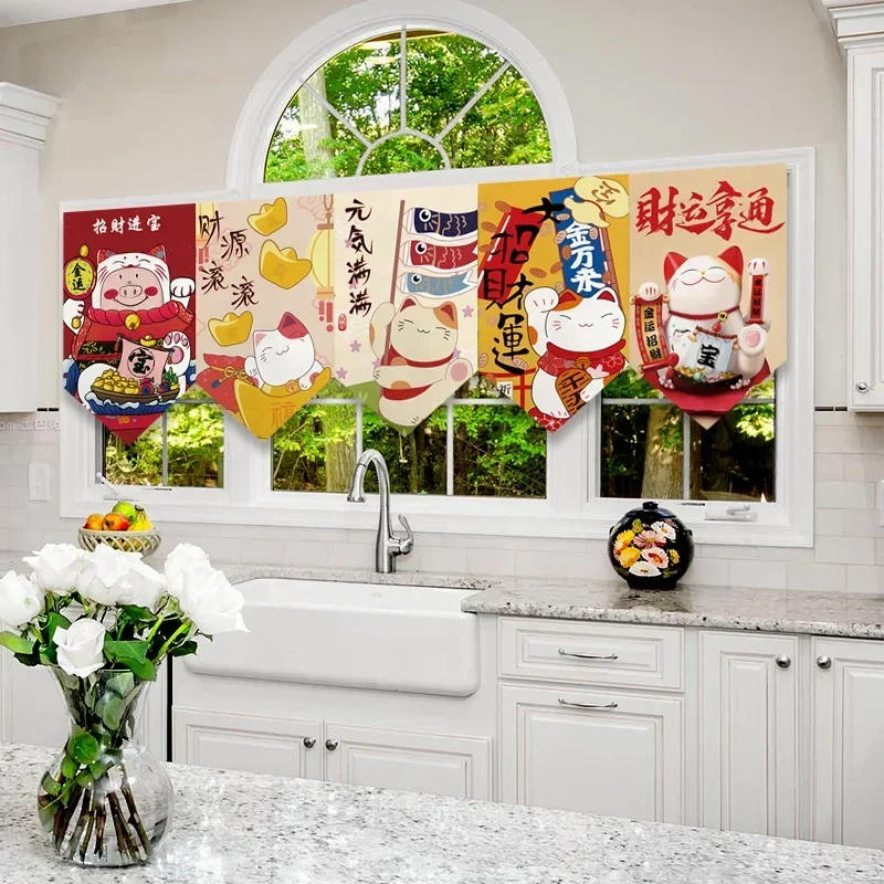 Японская треугольная занавеска Lucky Cat украшение для двери ресторана в японском