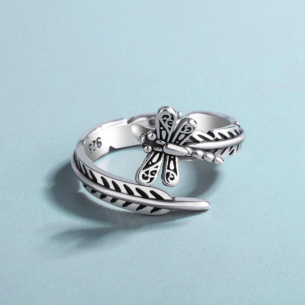

New Vintage Chic 925 Sliver Plated Dragonfly Open Rings for Women Girls Fashion Punk Open Ring Y2K Retro Elegant Jewelry Gift