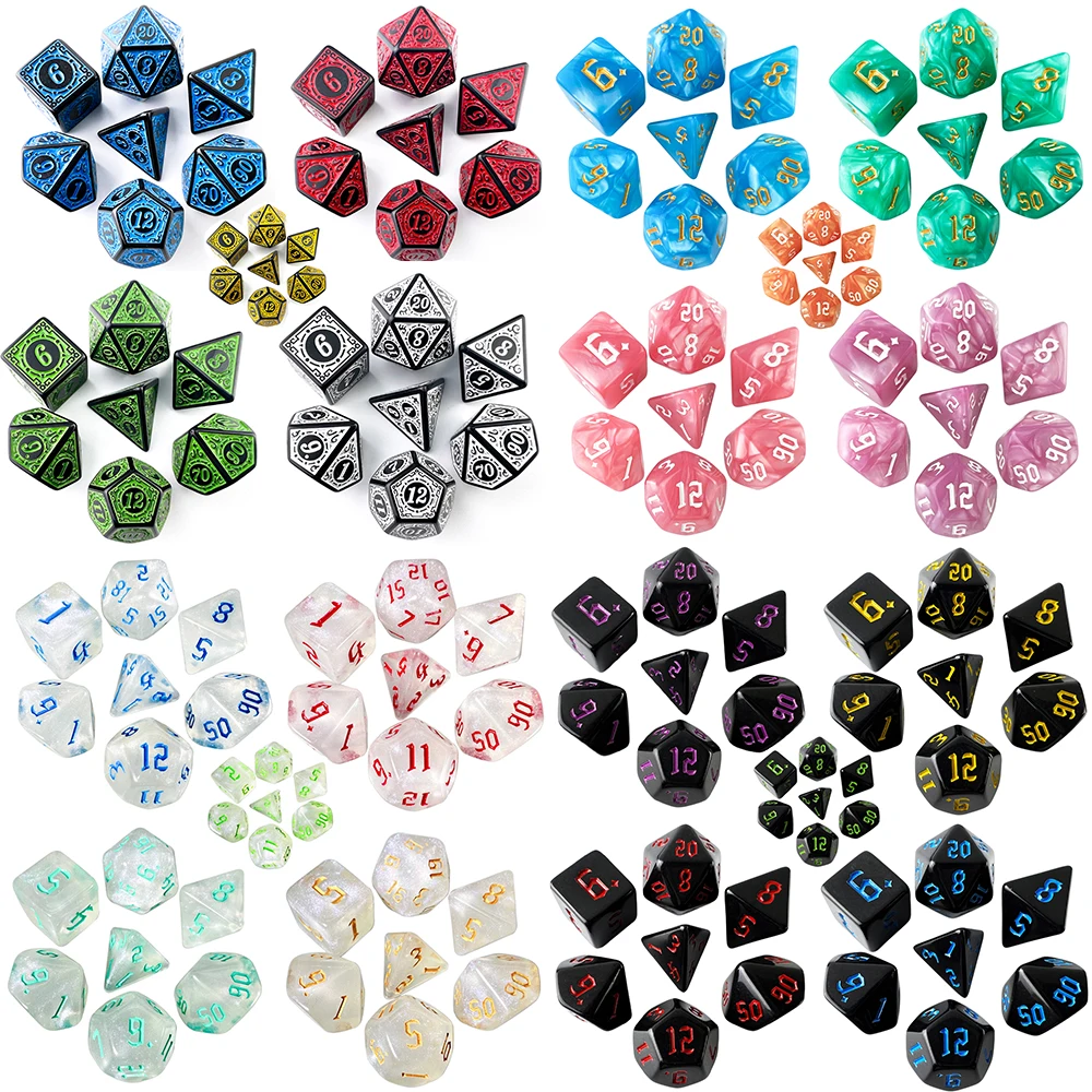 

Multi-Type Dice Set Plastic Polyhedral D4-D20 Dice for RPG DND D&D Table Game Best Gifts