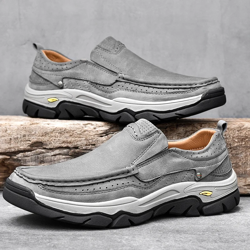 HIKEUP Hiking Patent Model Four Seasons Head Leather Frosted Casual Shoes Men's Walking Shoes Winter Boots Men's Hiking