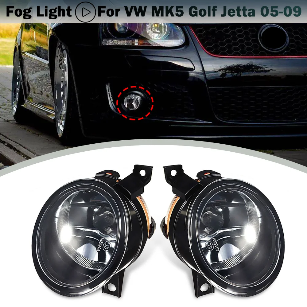 

2x Front Halogen Fog Light Fog Lamp Driving Light For VW Jetta Bora Golf Mk5 GTI 2004-2010 Front Bumper Fog Lamp Car Accessories