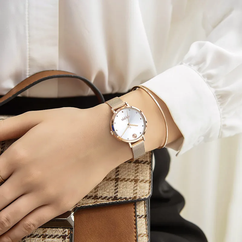 JULIUS Simple Fashion Mesh Belt Waterproof Japanese Movement Luxury Women Bracelet Quartz Watches Women Magnetic Watch Ladies enlarge