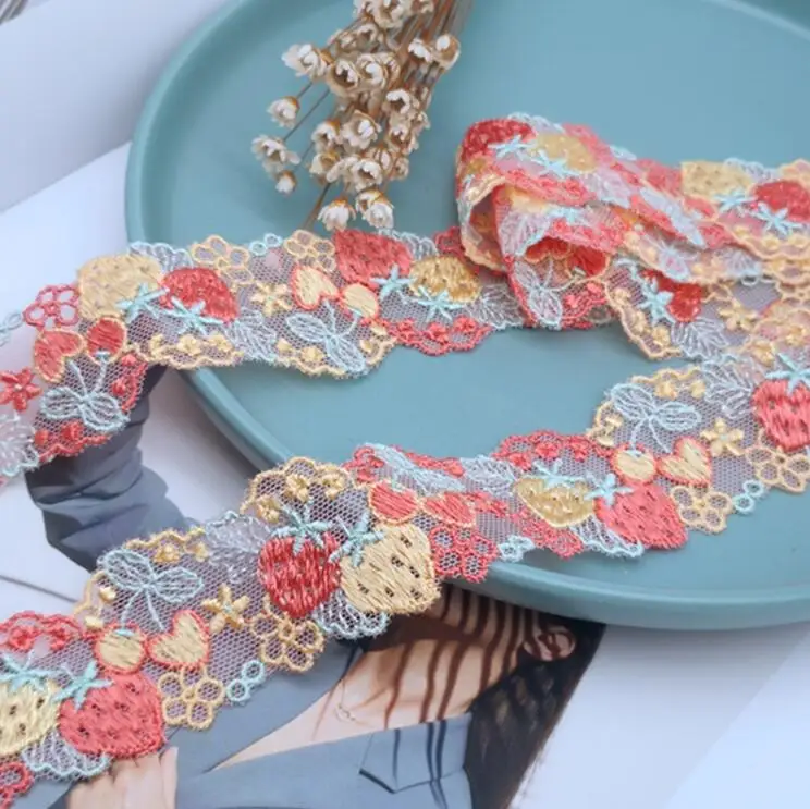 2 ярда/партия кружевная лента с вышивкой ширина 3 см