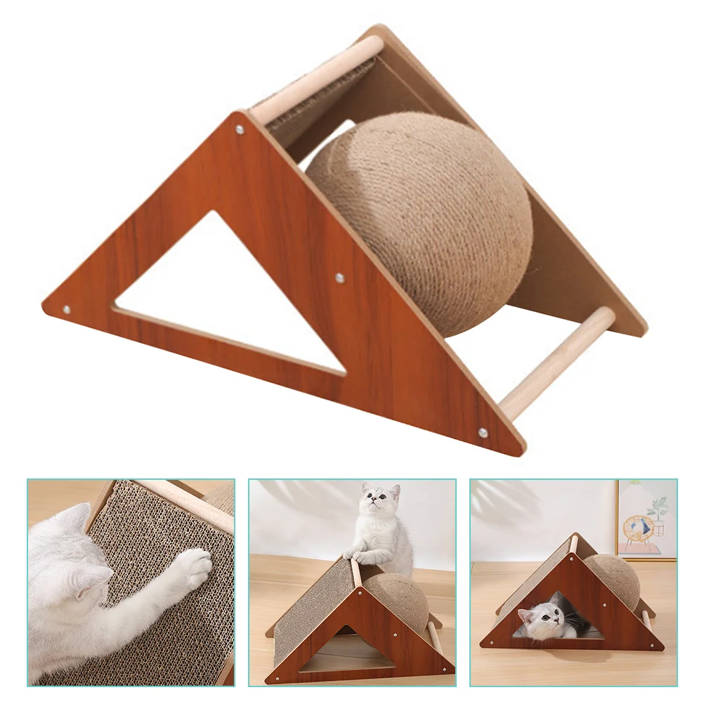 

Cat Scratcherscratching Scratch Board Kitten Sisal Toy Triangle Post Interactive Wood Household Tree Climbing Funny Stable