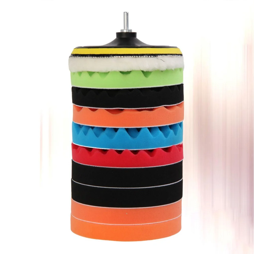 

12 PCS 7 inch Buffing Sponge Polishing Pad Self-Adhesive Disc Wool Disc Polishing Wax Sanding Pad Kit for Car