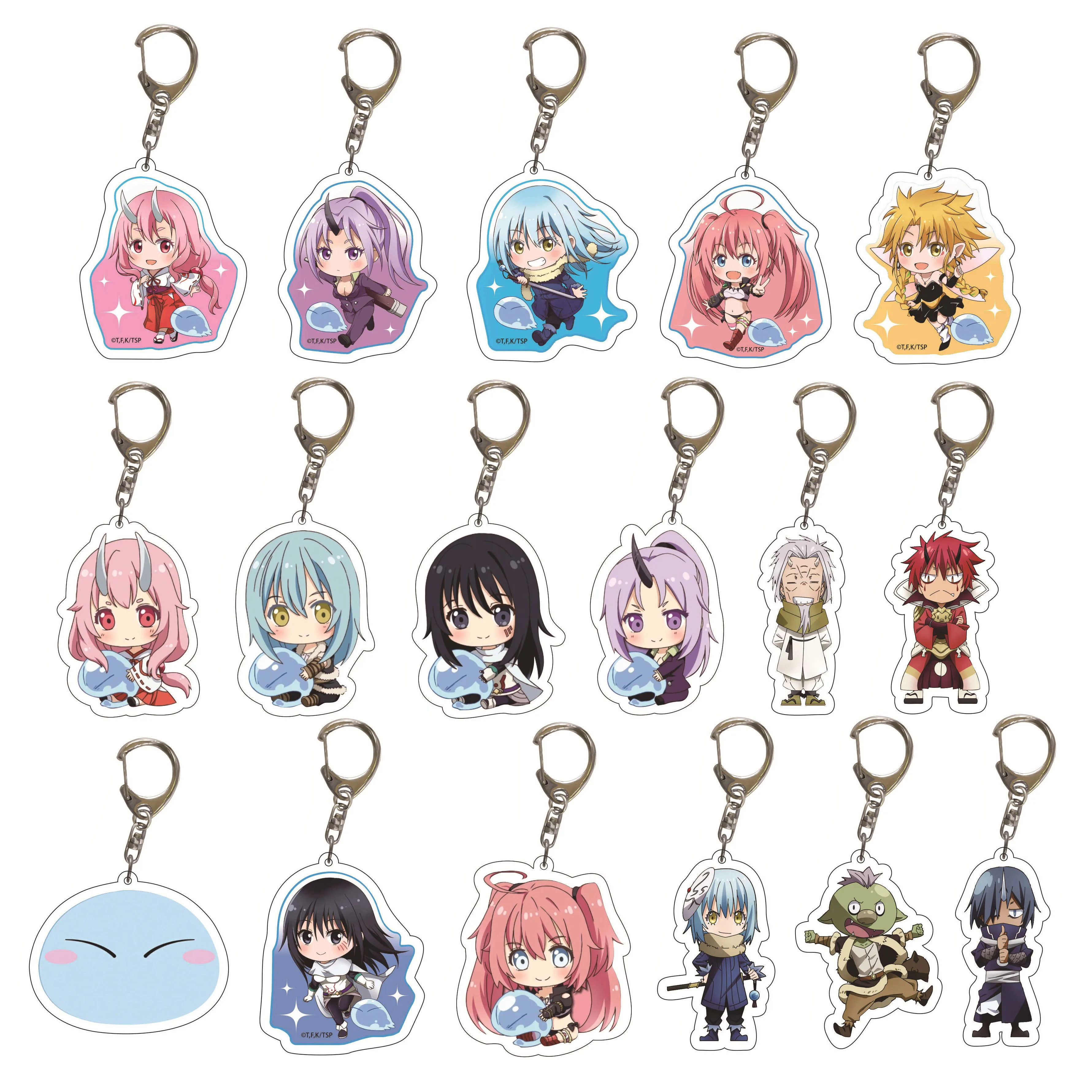 Брелок для ключей с рисунком аниме Tensei shitara Slime Datta Ken kawaii Rimuru Shizue Milim picaru Shuna Shion Ranga