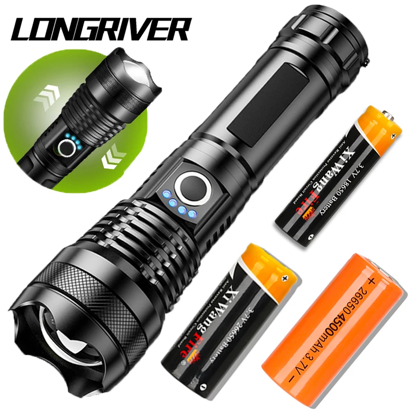 

XHP50 FlashLight Most Powerful Flash Light 5 Modes Usb Zoom Led Torch 18650 or 26650 Battery Emergency Lights Camping Fishing