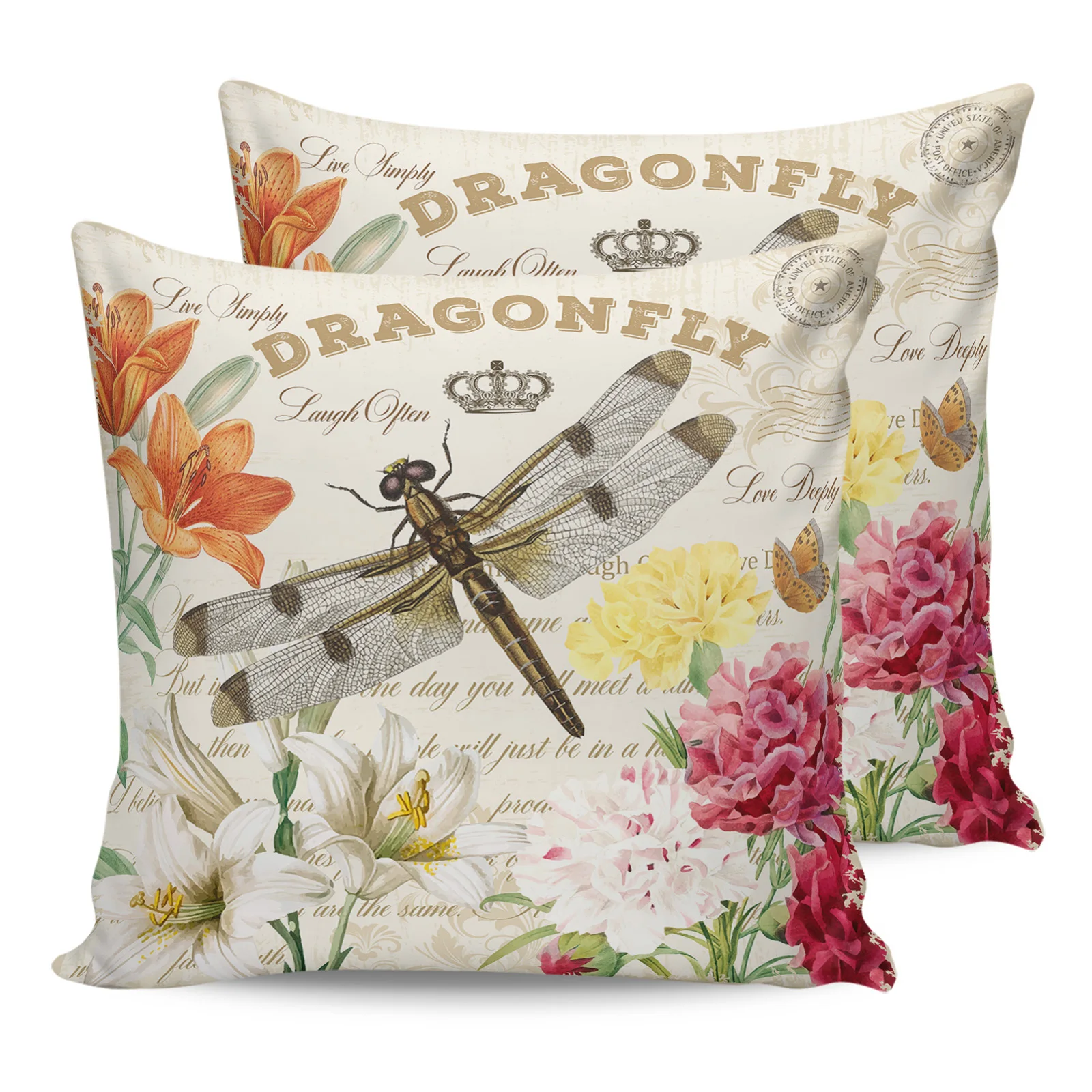 

Azalea Dragonfly подушка в стиле ретро чехол для домашнего дивана, декоративный чехол для подушки для гостиной, набор из двух предметов, декоративн...