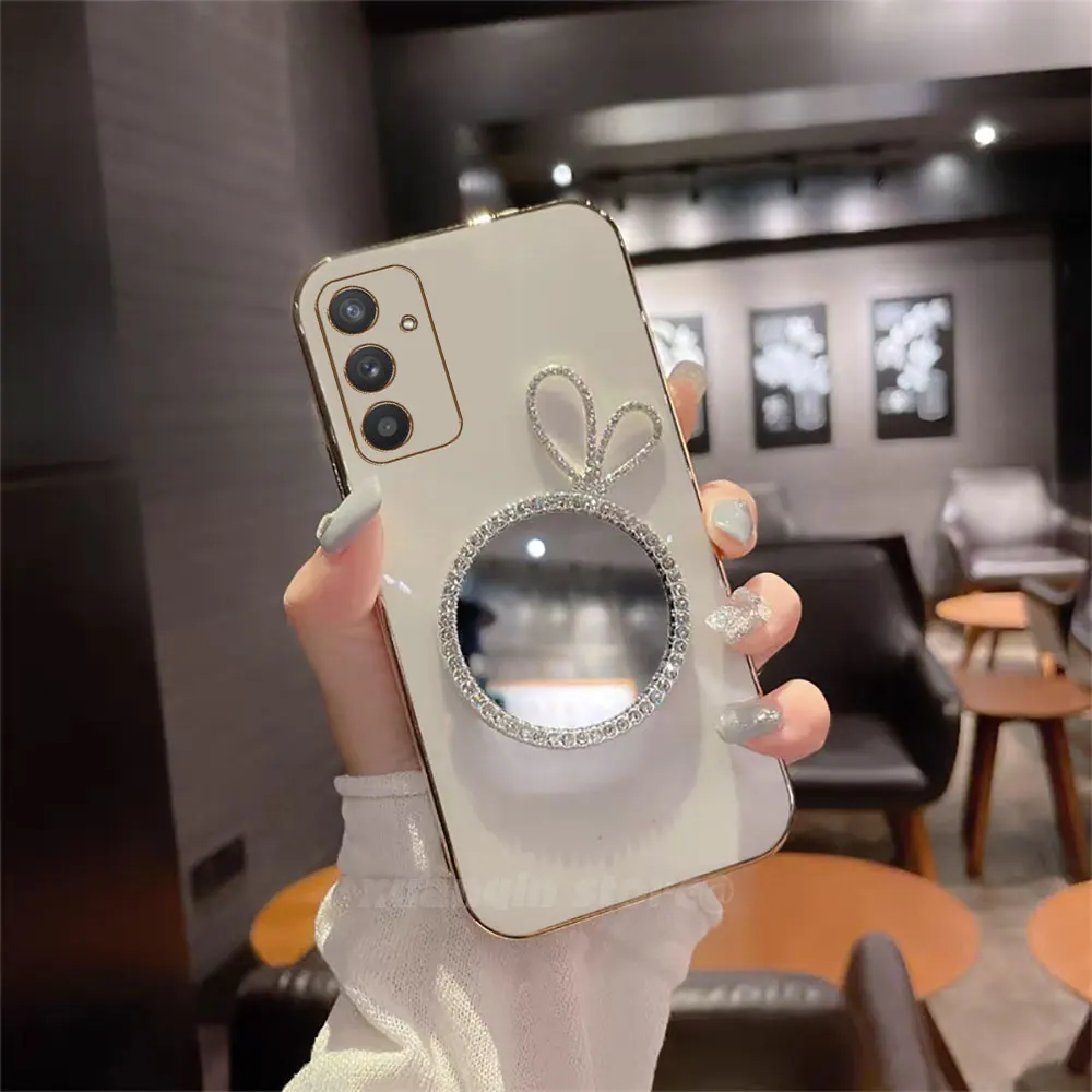 Чехол для телефона с кроличьими ушками и зеркалом макияжа Samsung Galaxy Wide 6 A13 5G A04s