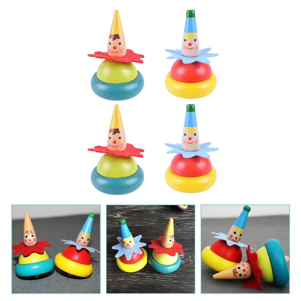 

4 Pcs Mini Top Child Kidcraft Playset Children Wooden Interesting Kids Gyro