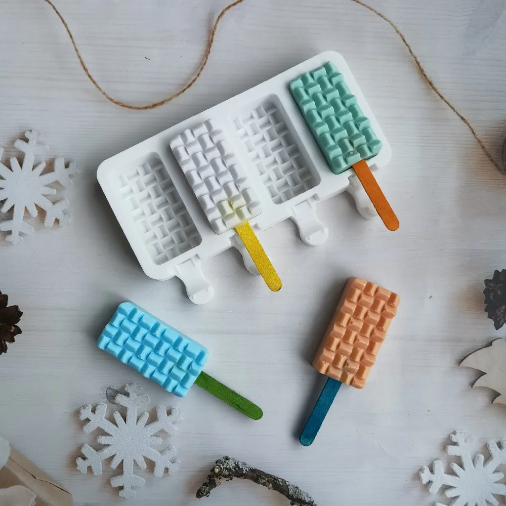 

Silicone Ice Cream Mold 4 Holes Popsicle Cube Maker Mould Chocolate Tray Kitchen Gadgets Dining Bar Home Garden Baking Tools