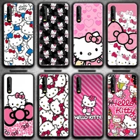 cute cartoon pink cat hello kitty phone case for huawei p20 p30 p40 lite e pro mate 40 30 20 pro p smart 2020