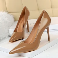 bigtree 2022 sexy high heels patent leather shoes woman pumps party office ladies wedding shoes stiletto pointed women heels