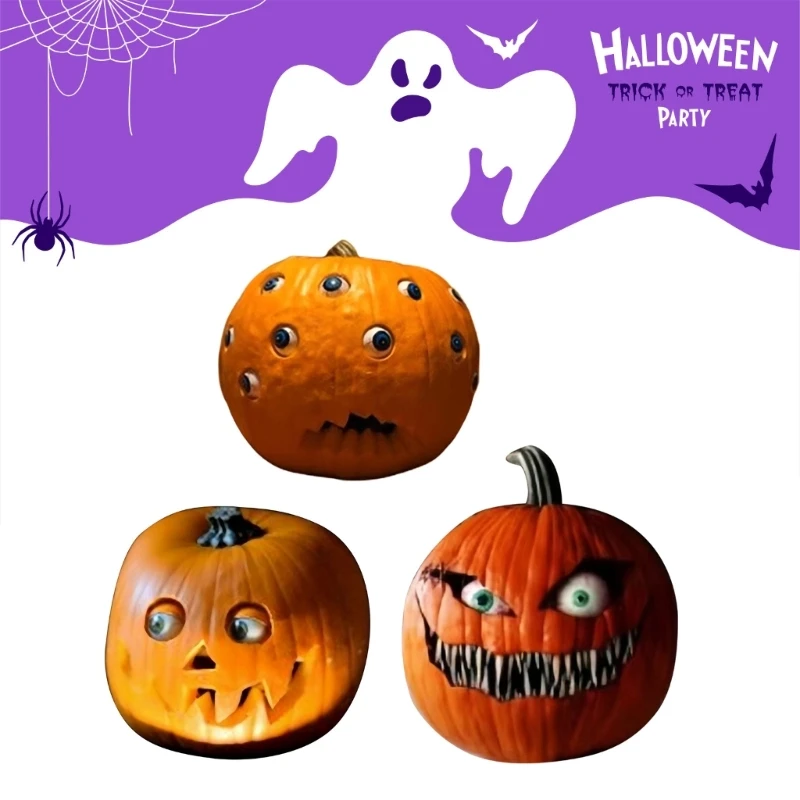 

Eye Catching Halloween Pumpkin Decorations, Slanted Eyes Pumpkin for Unique Style Home Ornaments Long Lasting Decor