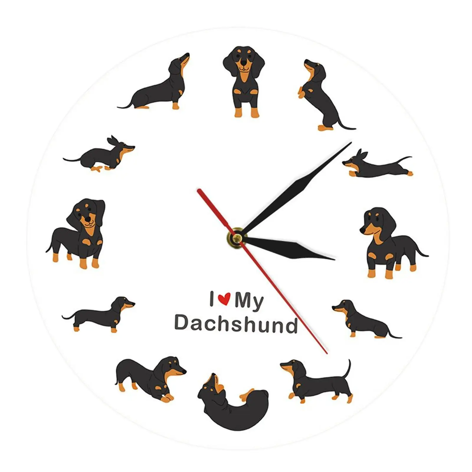 

Настенные часы, круглая декоративная такса, 12 дюймов, на батарейках, для комнаты, дома, школы, кухни, офиса