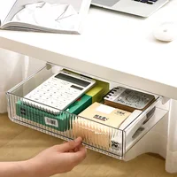 Self Stick Pencil Tray Desk Table Storage Drawer Organizer Box Under Desk Stand Self-adhesive Under-drawer Storage Box