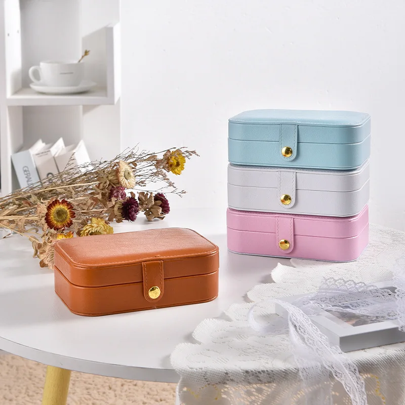 

VoltaBox 2022 New PU Leather Jewelry Storage Box Simple Light Luxury Portable Travel Necklace Earring Ring Mini Jewelry Box