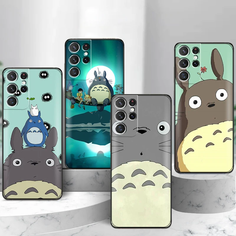 

Japan Anime Totoro Miyazaki Phone Case For Samsung Galaxy S22 S21 S20 Ultra FE 5G S22 S10 10E S9 Plus Liquid Silicon Coque