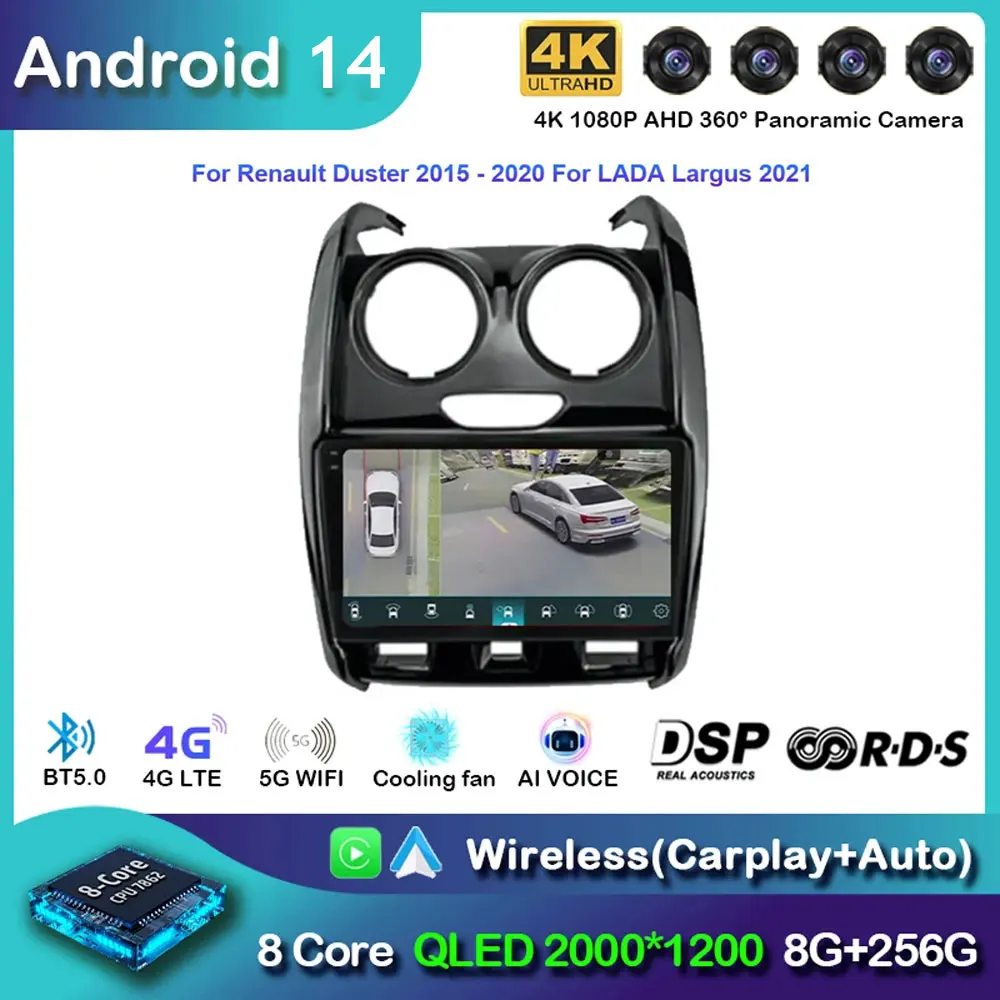 Автомобильное радио Android 14 для Renault Duster 2014 2015 2016 2017-2020 навигация GPS мультимедийный