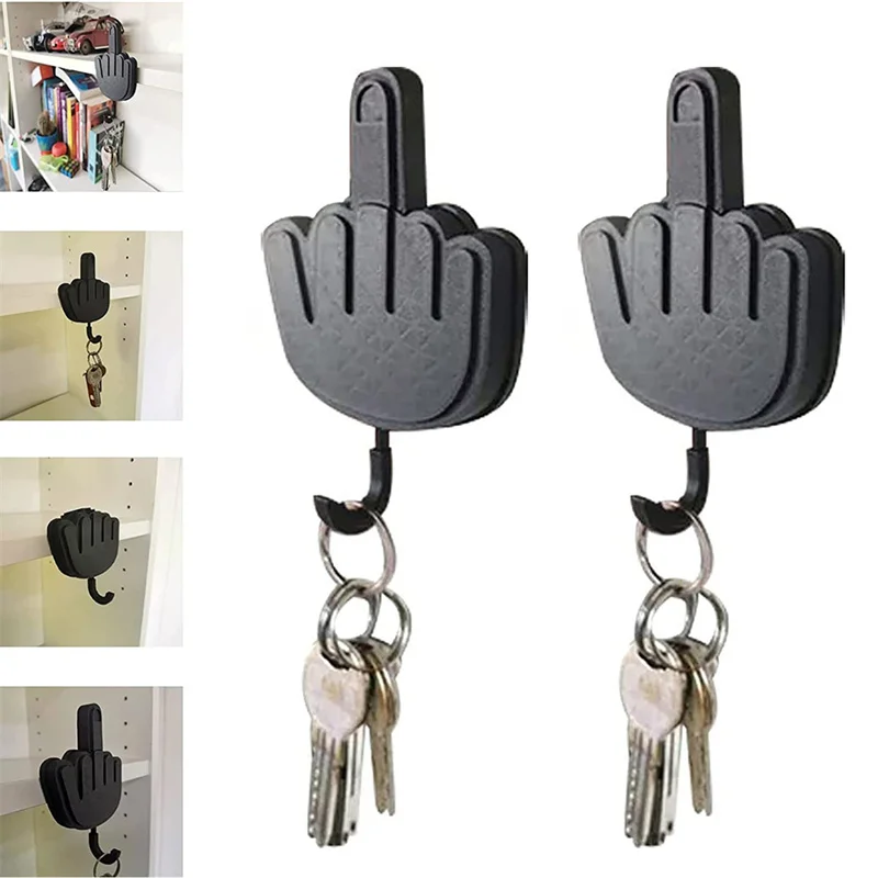 

Creative Retractable Middle Finger Hook Key Holder Wall Clothes Hanger Room Decoration Punch-Free Sticky Hook Light Luxury Hooks