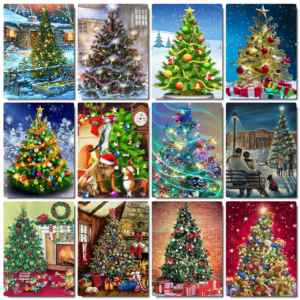 

HUACAN Oil Painting By Number Tree Kits Handpainted Home Decor Picture By Number Landscape Drawing On Canvas Christmas Gift