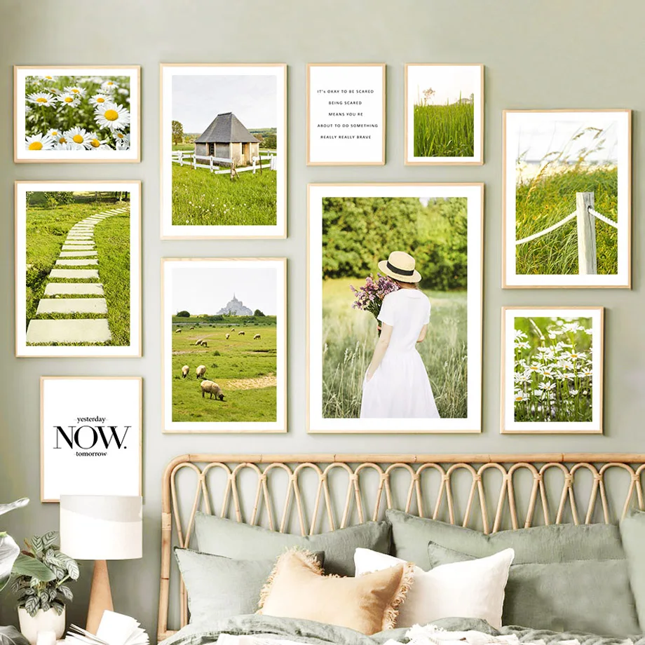 

Весенняя Маргаритка трава овца пастбище природная Картина на холсте скандинавские постеры и принты настенные картины для декора гостиной