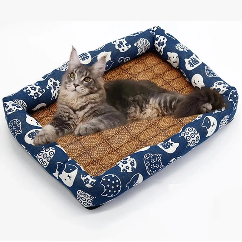 

Dog Bed Four Seasons Universal Pet Sofa Washable Color Print Square Cat Sleep Mat Comfortable And Breathable Cool Pet Supplies