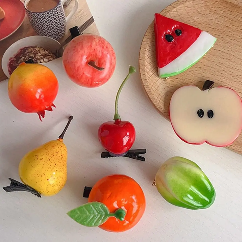 Забавная заколка для волос с имитацией вишни и фруктами лимонный персик милая