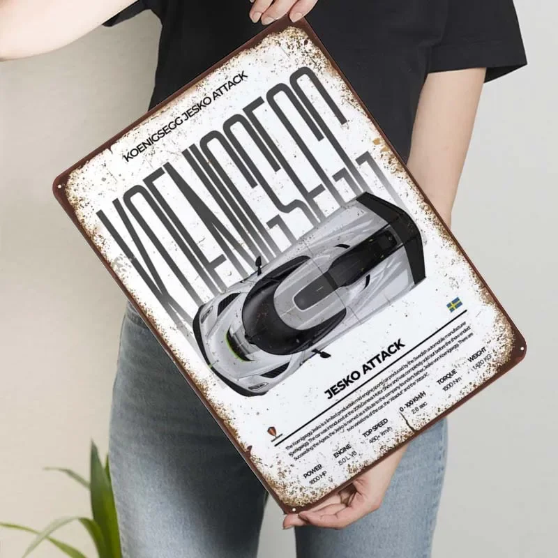 Жестяные знаки Koenigsegg Jesko Attack классический автомобильный постер украшение для