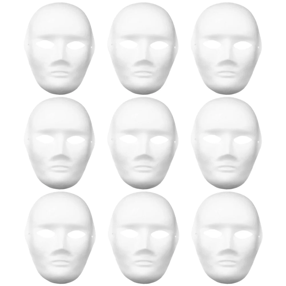 

9 Pcs Mask The DIY Full Face Children Paper Party Male Blank Paintable Men Women Painting