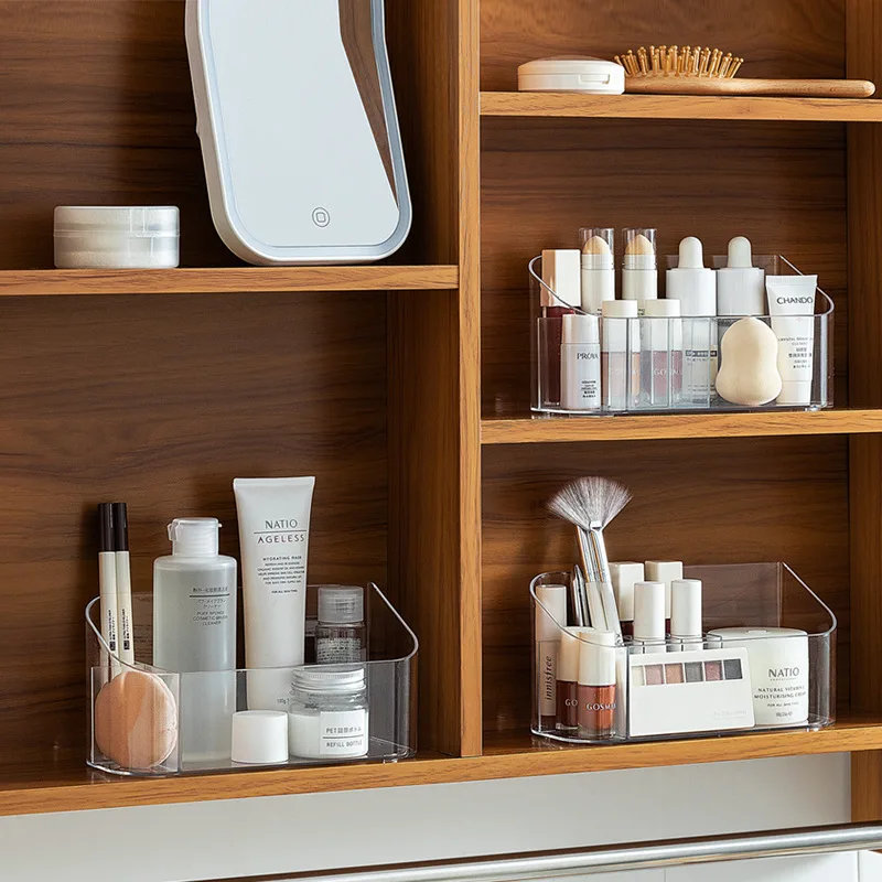 

Clear Makeup Tray Holder Organizer Cosmetic Display Case Tabletop Desktop Vanity Medicine Storage Box For Home Office