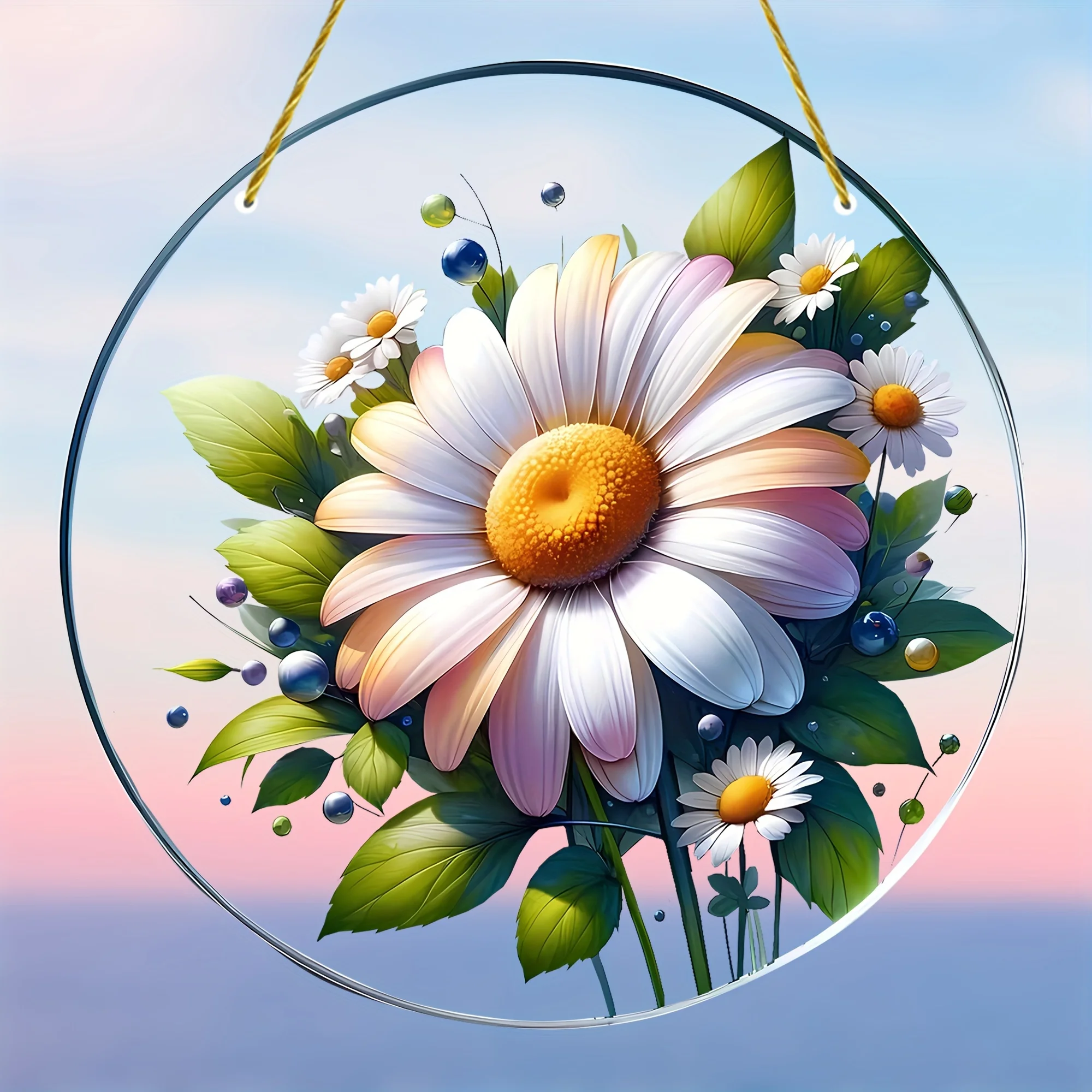 Витражи с ромашками подвесные акриловые вывески Ловец солнца круглые гирлянда