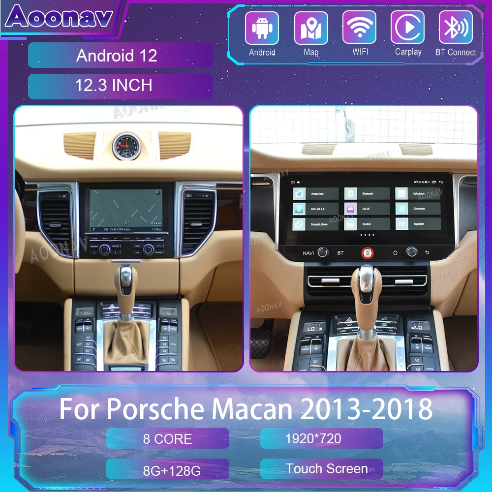 

Автомобильный радиоприемник 12,3 дюймов Android 12 для Porsche Macan 2013-2018, мультимедийный плеер, GPS-навигация, аудио, радио, 4G, беспроводное устройство Carplay