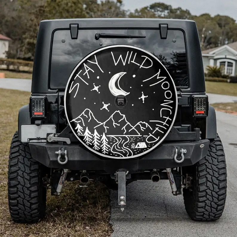 

Stay Wild Moon Child Spare Tire Cover Camper, Gift For Father, Camper Truck, Personalized Spare Tire Cover, Gift For Car Lover